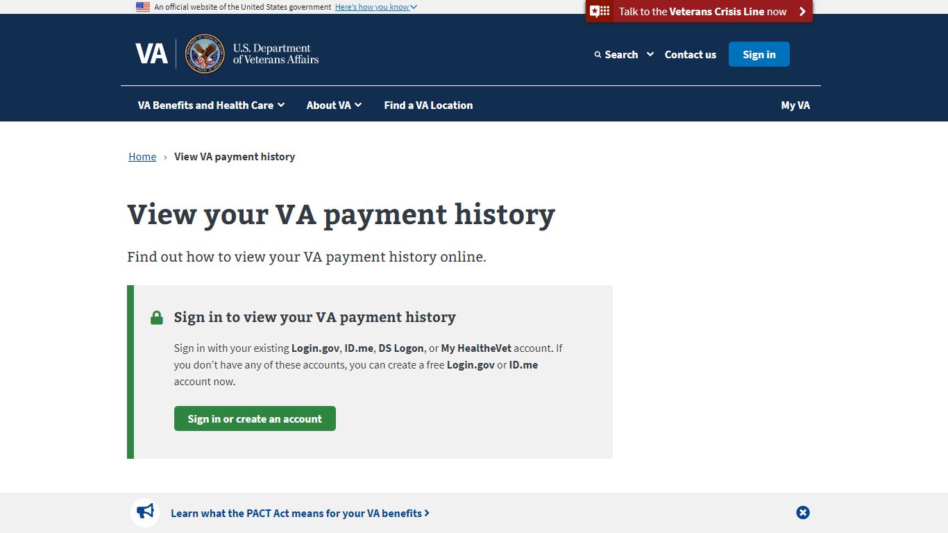 View Your VA Payment History | Veterans Affairs